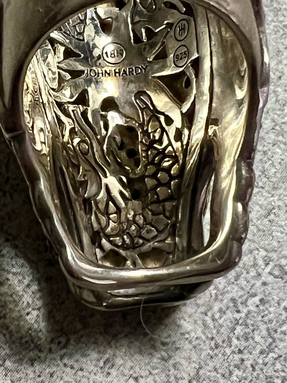 John Hardy Silver Naga Dragon Ring with Gold Accents and Ruby Gem Eyes - Picture 11 of 12